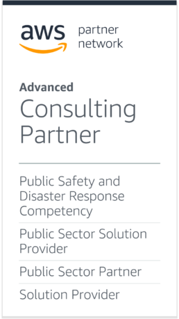 AWS Partner Network, Advanced Consulting Partner: Public Safety and Disaster Reponse Competency, Public Sector Solution Provider, Public Sector Partner, Solution Provider