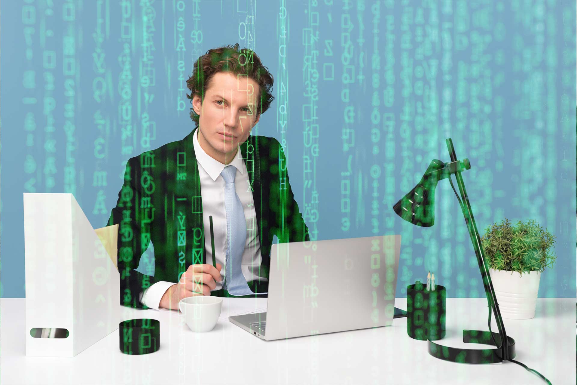 business man thinking about cybercrime